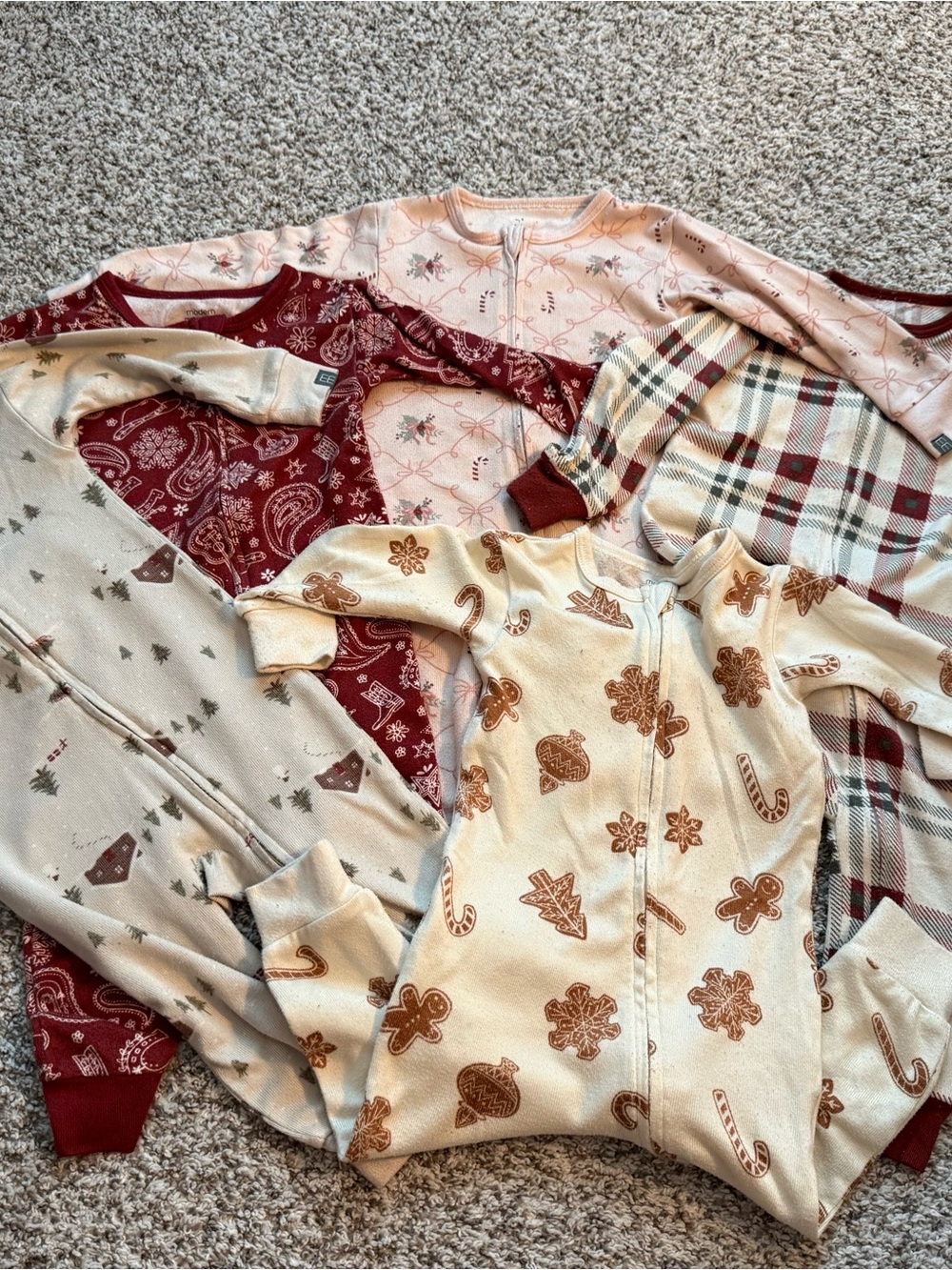 Modern Moments 18M Pajama Bundle 5 Pc Christmas Holiday Footless PJs